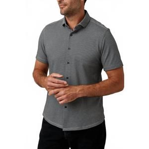 NEW STONE ROSE tone pique short sleeve t-series shirt in black